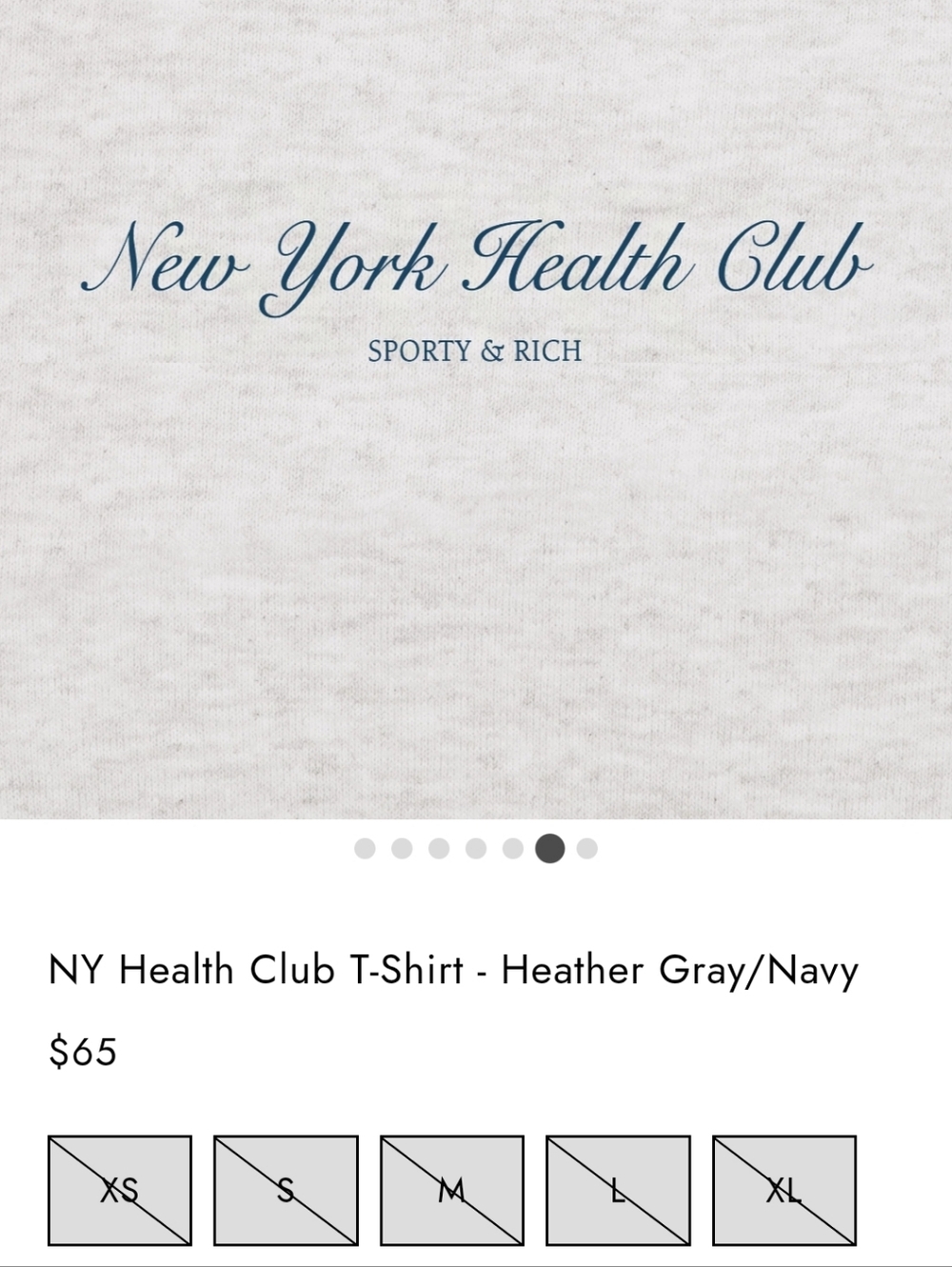 Sporty & Rich NY Health Club T-Shirt - Heather Gray/Navy - Picture 3 of 5